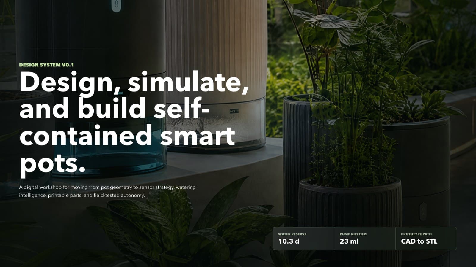 Self-contained smart plant pot studio interface