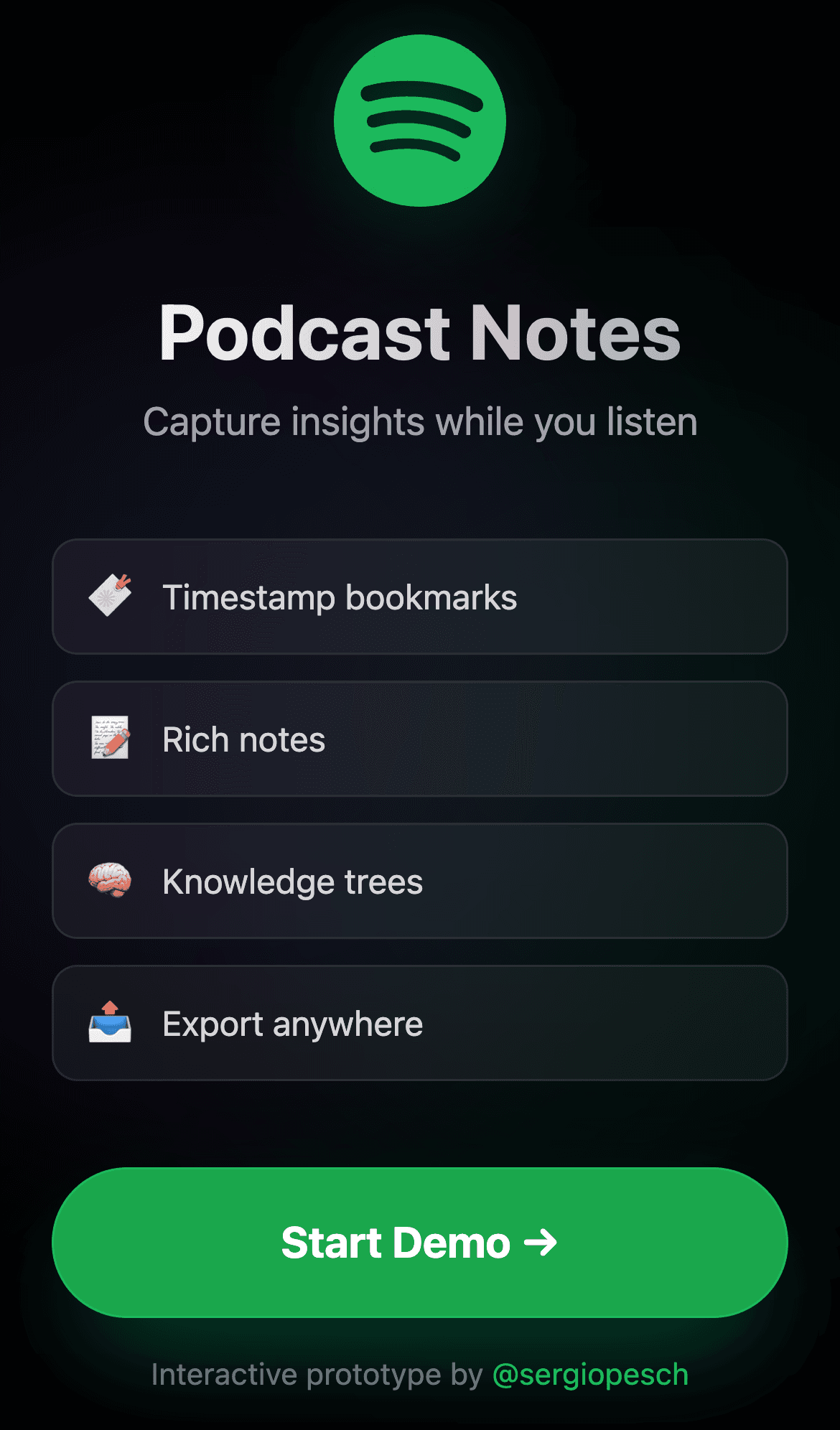 Spotify Notetaker mobile screen